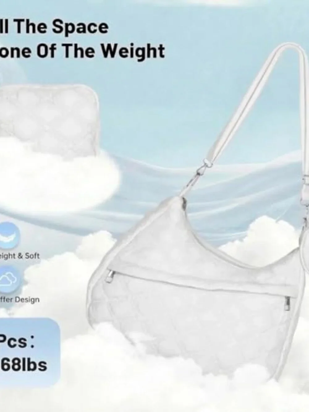 Quilted Puffer Tote Bag Set Hobo Crossbody with Adjustable Strap Nylon